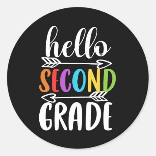 Hello Second Grade School Classic Round Sticker
