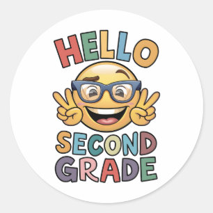 Hello Second Grade Teacher 2nd Grade Back School Classic Round Sticker