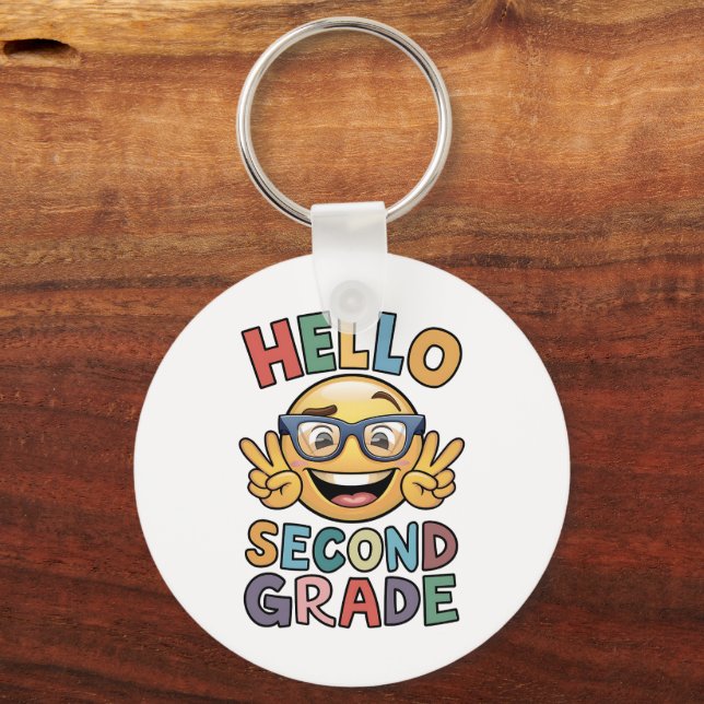 Hello Second Grade Teacher 2nd Grade Back School Keychain (Front)