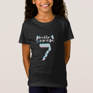 Hello Seven 7 Year Old 7th Birthday Girl Age 7 T-Shirt