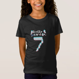 Hello Seven 7 Year Old 7th Birthday Girl Age 7 T-Shirt