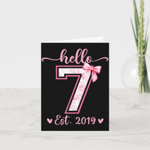 Hello seven est 2019 7th birthday girl coquette bo card