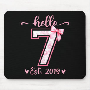 Hello seven est 2019 7th birthday girl coquette bo mouse pad