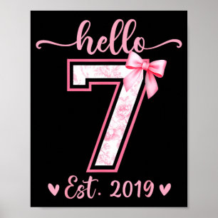 Hello seven est 2019 7th birthday girl coquette bo poster