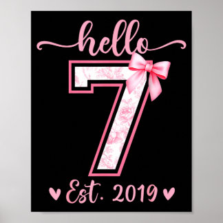 Hello seven est 2019 7th birthday girl coquette bo poster
