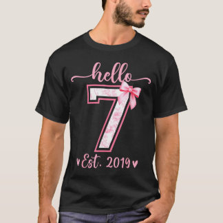 Hello seven est 2019 7th birthday girl coquette bo T-Shirt