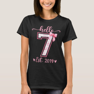 Hello seven est 2019 7th birthday girl coquette bo T-Shirt