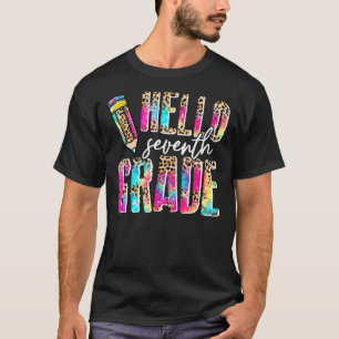Hello Seventh Grade 7th Tie Dye Leopard Back To Sc T-Shirt