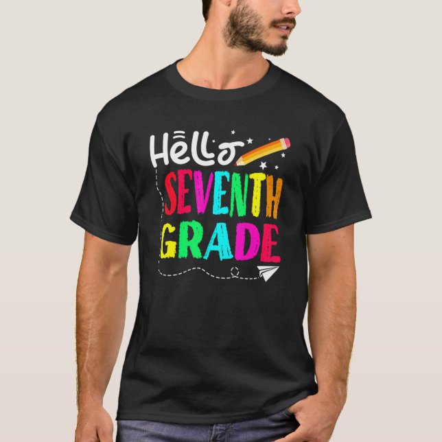 Hello Seventh Grade Back To School Design T-Shirt (Front)