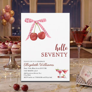 Hello Seventy Cherry Martini Birthday Party Invitation