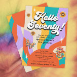 Hello Seventy Groovy 70's Birthday Party  Invitation<br><div class="desc">Step back in time to the groovy era of the 1970s as you celebrate the guest of honor's 70th birthday in true retro style. Get ready to relive the peace, love, and freedom of the hippie movement with a groovy party that's sure to transport everyone to a time of flower...</div>