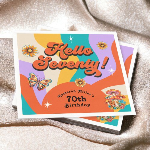 Hello Seventy Groovy 70s Birthday Party Napkins