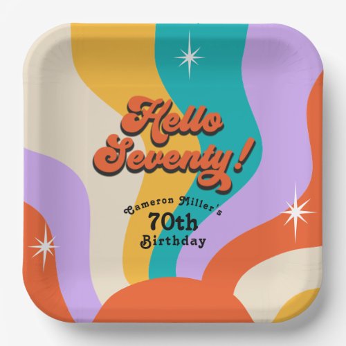 Hello Seventy Groovy 70s Birthday Party Paper Plates