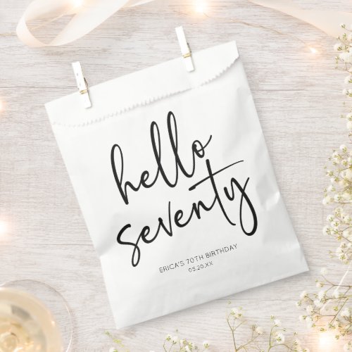 Hello Seventy Minimalist 70th Birthday Party Favor Bag