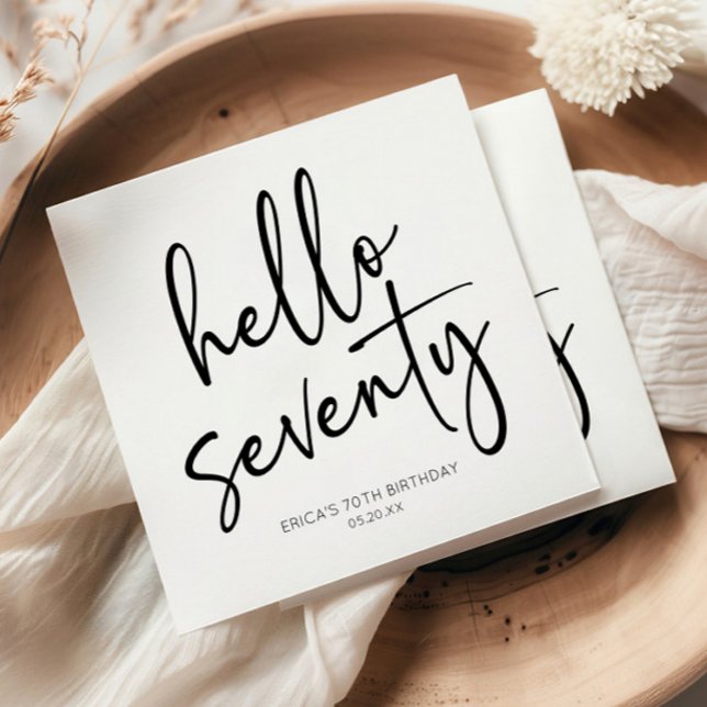 Hello Seventy Minimalist 70th Birthday Party Napkins (Creator Uploaded)