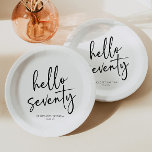 Hello Seventy Minimalist 70th Birthday Party Paper Plates<br><div class="desc">These are Hello Seventy Minimal Minimalist Black White 70th Birthday Party Paper Plates!</div>