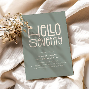 HELLO SEVENTY Modern 70th Birthday Invitation
