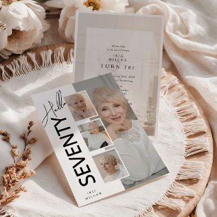 Hello SEVENTY' Modern Photo Collage 70th Birthday Invitation