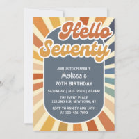 Hello Seventy Retro Sun Groovy Wave 70th Birthday