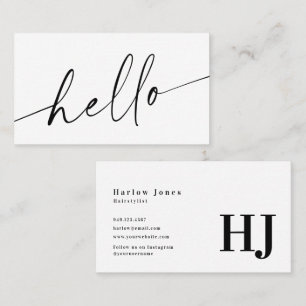 Hello Signature Minimalist Black & White Business Card
