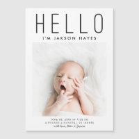 HELLO Simple Birth Announcement Magnetic Card