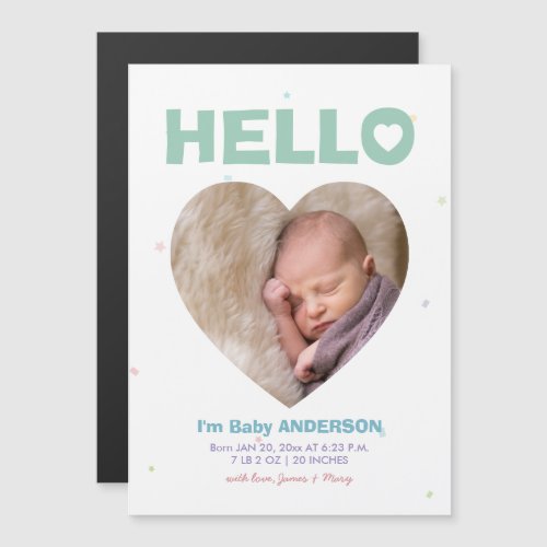 Hello Simple Elegant Baby Photo Birth Announcement