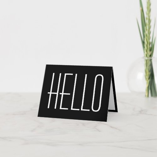 Hello Simple Minimalist Typography Black  White Card