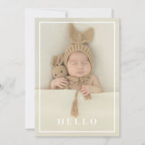 Hello Simple Modern Baby Photo Birth Announcement