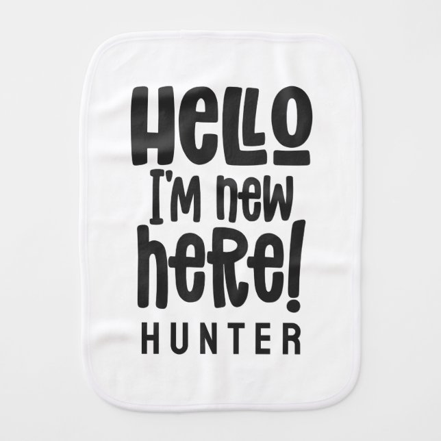 Hello, simple modern minimal birth gift baby baby burp cloth (Front)