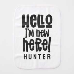 Hello, simple modern minimal birth gift baby burp cloth