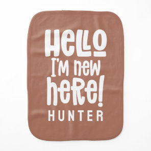 Hello, simple modern minimal birth gift terracotta baby burp cloth
