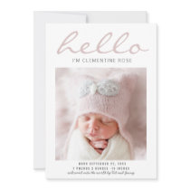 Hello Simple Modern Photo Birth Announcement