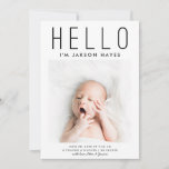 HELLO Simple Modern Photo Birth Announcement