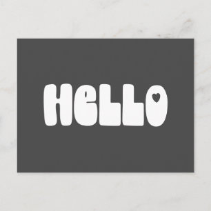 Hello Simple Retro Typography Greeting in Black Postcard