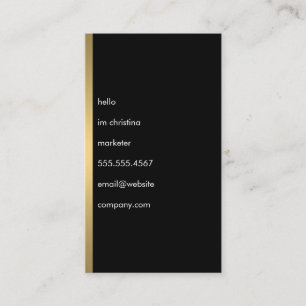 Hello Simple Text Faux Metallic Gold Trim Business Card