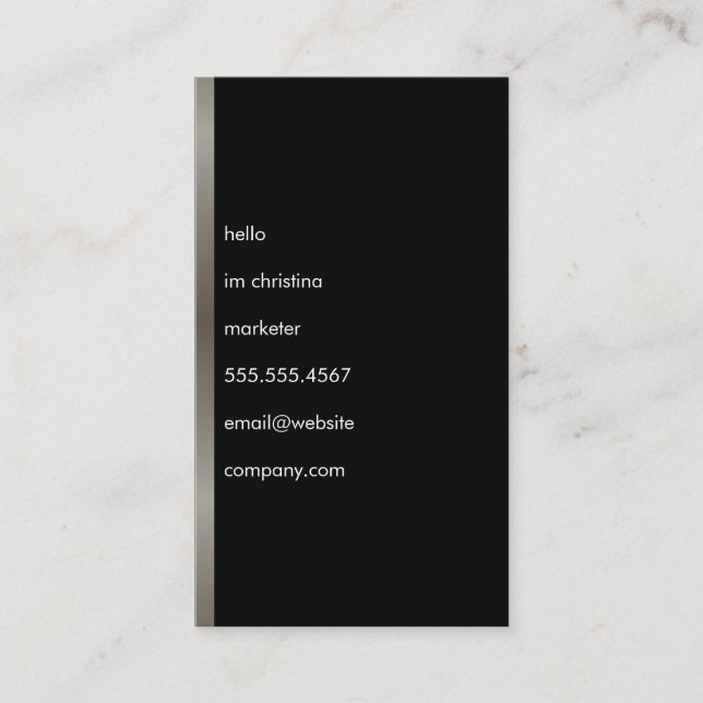 Hello Simple Text Faux Metallic Trim Business Card (Front)