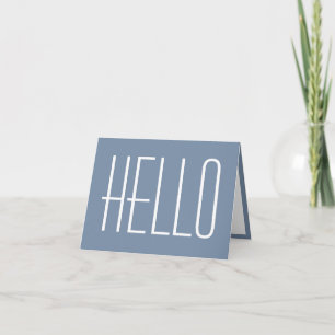 Hello Simple Typography Minimalist Blue & White Card