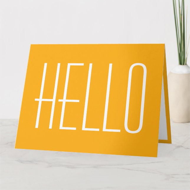 Hello Simple Typography Minimalist Yellow & White Card (Front)