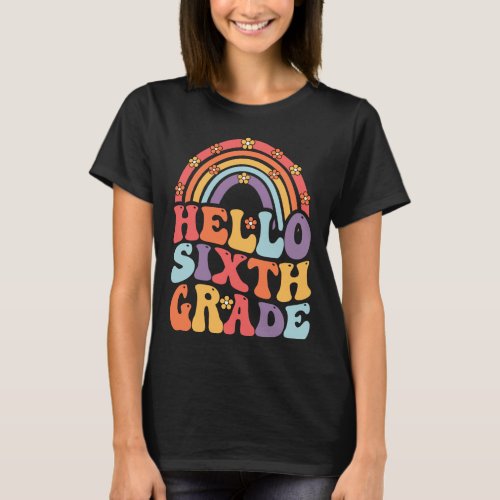 Hello Sixth Grade Boho Rainbow Back To School Tea T_Shirt