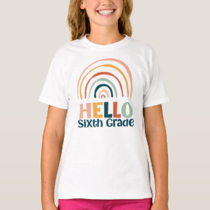 Hello Sixth Grade boho rainbow school casual T-Shirt