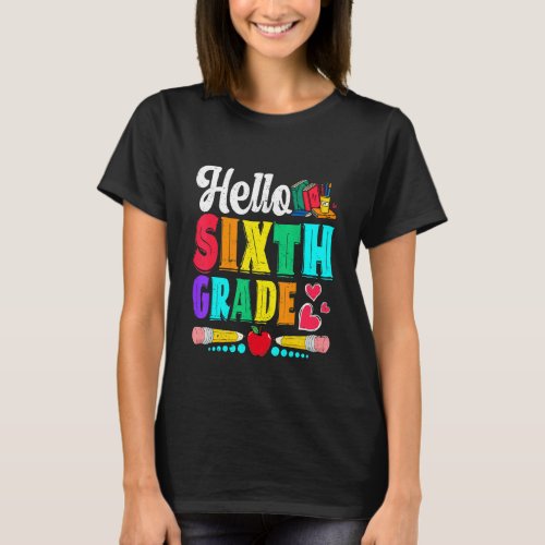 Hello Sixth Grade Cute Boys Kids Back To School T_Shirt