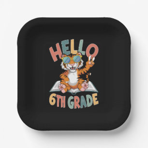 Hello Sixth Grade Tiger Lover Back to School Paper Plates