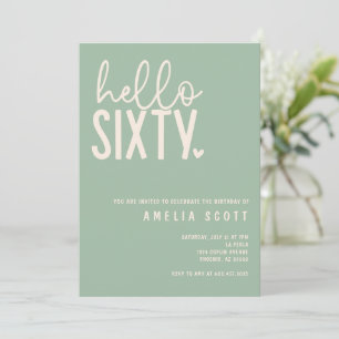 Hello Sixty 60th Birthday Modern Sage Minimal Invitation