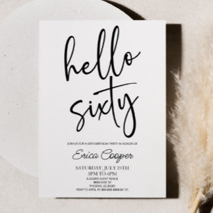 Hello Sixty Minimal Elegant 60th Birthday Party Invitation