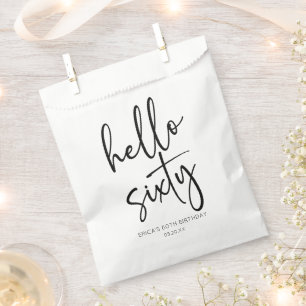 Hello Sixty Minimalist 60th Birthday Party Favor Bag