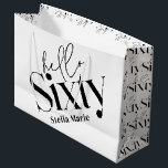 Hello sixty modern minimal elegant 60th birthday large gift bag<br><div class="desc">Hello sixty modern minimal typography simple black and white 60th birthday party decor favor gift bag. Part of a contemporary collection.</div>