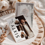 Hello SIXTY' Modern Photo Collage 60th Birthday Invitation<br><div class="desc">Are you looking for a stylish and personalized 60th birthday party invitation - Look no further! Introducing our one-of-a-kind design, featuring a modern photo collage and the catchy heading, 'Hello SIXTY'. Not only can you customize the name on the front of the invite, but you also have the opportunity to...</div>