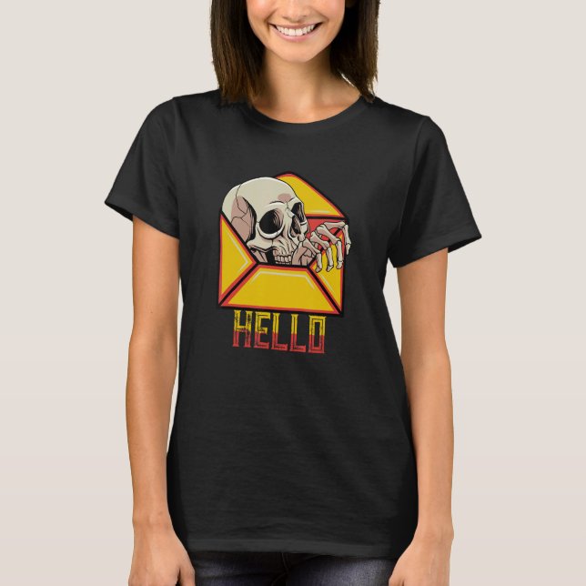 Hello Skull Skeleton Mail Postal Service Postman M T-Shirt (Front)