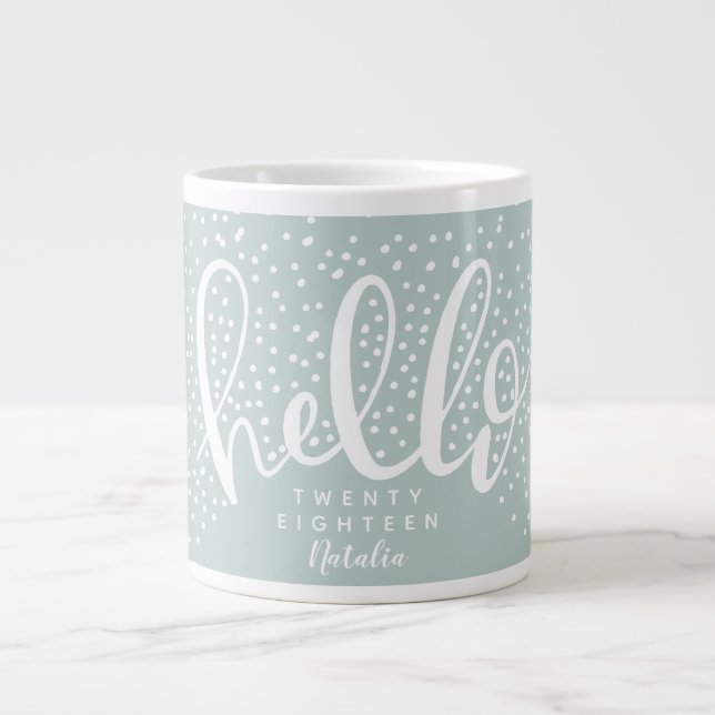 Hello snow Christmas holiday Giant Coffee Mug (Front)