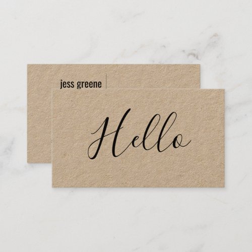 HELLO Social Media Icons Networking  Kraft Business Card